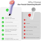 Facial Cleansing Brush: Rechargeable LED Electric Face Cleansing Brush with 4 Gentle Light Liquid Silicone Modes Face Scrubber Exfoliator,IPX7 Waterproof Ideal Gift for Men and Women-Purple