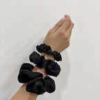 3 Pieces Satin Scrunchies Set for Hair No Crease Elastic Hair Ties for Women and Girls (Black)
