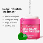 MAREE Collagen Acne Clearing Polishes - Toner Pads with Retinol - Minimizing Wrinkle Zero Pore Pads - Hydrating Toning Collagen Pad with Retinol & Centella Device - Anti Aging Brightening Wipes