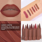 evpct 3Pcs Red Reddish Nude Brown Gradient Matte Lipstick Lip Liner Crayon Combo Pencil Set for Women Long Lasting Waterproof, Cream Lip Liner and Lipstick Combo Makeup，Flawless Gradual Ombre Effect