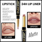 2-in-1Nude Brown Beige Velvet Lip Liner & Lipstick Set Kit for Women, Matte Lips Kit with Lip Liner Lip Stains Long Lasting Waterproof 24 Hour Lipstick and Lip Liners Combo Lipliners Pencil Set 48