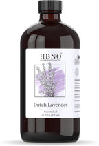 HBNO Lavender Dutch Oil - 16 oz (475 ml) Large Size - Ideal for Shampoos, Conditioners, Mouth Washes, Face wash, Lotions, and Skin Care Products (Glass Bottle).
