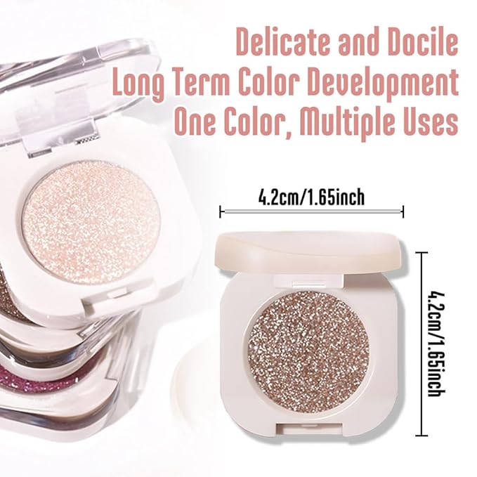 Single Nude Gold Brown Shimmer Eyeshadow,Bright Intense Monochrome Eye Shadow,Apply Makeup Easily,Glitter Pressed Powder Single Eyeshadow,24 Hour Eye Makeup Longwear Waterproof