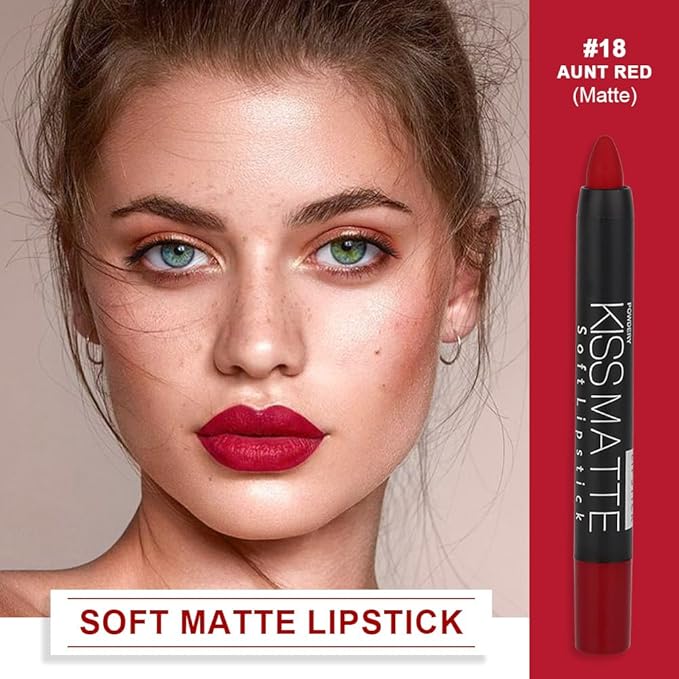 evpct 1Pcs Deep Dark Red Matte Lipstick and Lip Crayon Liner Pencil Pen Set for Women Lip Stain Long Lasting Waterproof labiales mate magicos 24 horas originales pintalabios permanente 24 horas 18