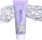 Silver Mardi Gras Out for Women Face Glitter Gel,Carnival Rave Accessories,Singer Concerts Body Glitter, Music Festival Hair Sequins Face Glitter Paint Makeup,50ML