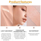 2 Pack Liquid Foundation Cream with Foundation Brush for Face Makeup,Durable Full Coverage Matte Concealer Make Up,Oil Control & Waterproof Base Primer -1 Fl.Oz (#03)