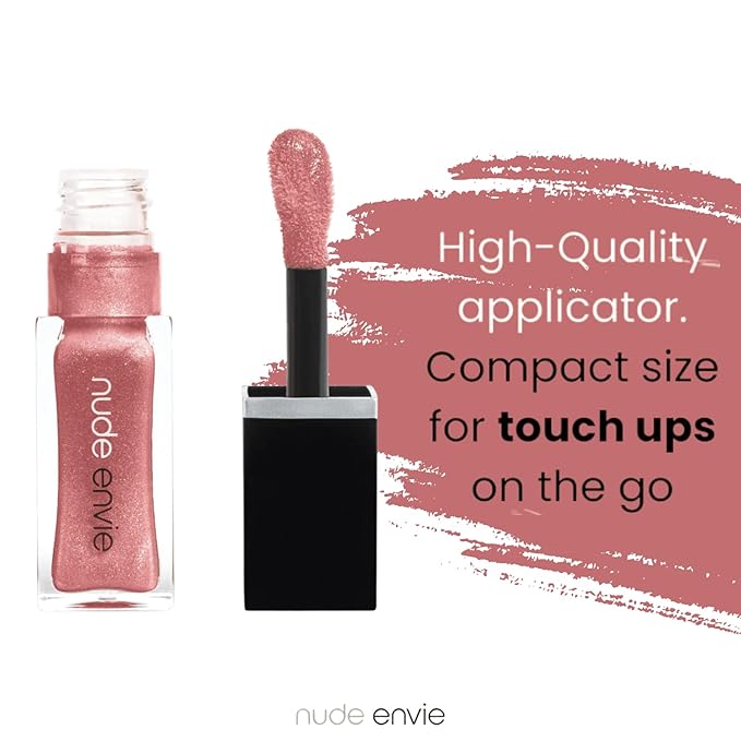 nude envie - Lip Gloss - High-Shine Finish - Moisturizing & Easy Application - Luxury Hydration - Non-Sticky Formula - With Vitamin E & Jojoba Oil - Vegan, Paraben-Free & Cruelty-Free - Fearless