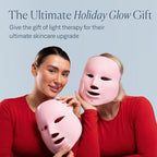 VogueNow LED Face Mask Light Therapy Premium Spa Kit (4 Pcs) - With Ultrasonic Scrubber, Ultrasonic Brush & Green Tea Serum - 7 Colors (Blue & Red) Light Therapy Mask - Christmas Gifts for Women