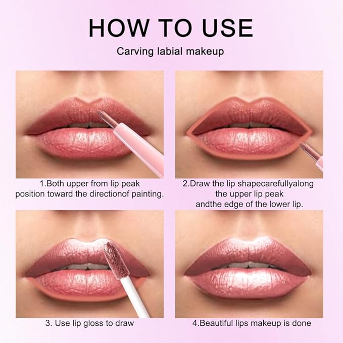 evpct 2Pcs Rose Gold Mauve Metallic Glitter Lip Liner and Lipstick Combo, Shimmery Lip Gloss Stain Set Makeup for Women Long Lasting Waterproof 24, Metallic Shimmer Iridescent Glossy Liquid Lipstick