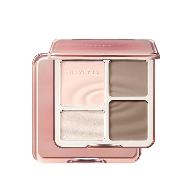 JUDYDOLL Highlight & Contour Palette, All-in-One Matte Highlighter Contour Compact, stocking stuffers, Blendable Face Makeup for Cool and Olive Skin Tone, Stocking Stuffers (01 Wave Shadow Palette)
