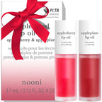 NOONI Korean Lip Oil Set - Applecherry & Appleplum | Long-Lasting, Moisturizing, Plumping, Revitalizing for Dry Lips, Waterproof, No Peel Off, Stocking Stuffers, 0.12 FL Oz x 2ea