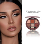 6 Colors Shimmer Eyeshadow Palette with Mirror Neutral Nude Eye Shadow Matte & Glitter Shades Highly Pigmented Blendable Waterproof Long-Lasting Natural Smokey Eye Makeup Palette for Women 12#