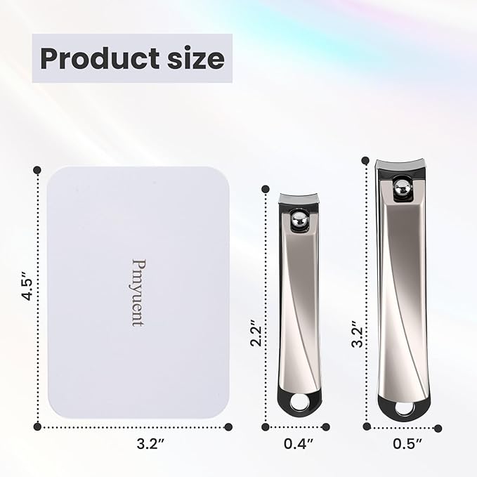 2 Pack Nail Clippers Set - Stainless Steel Fingernail & Toenail Clippers, Sharp Nail Trimmers for Men Women Adult