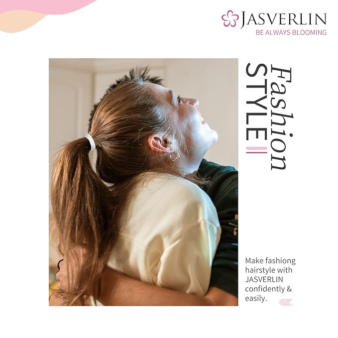 White Cotton Fabric Hair Ties, Soft Seamless Ponytail Scrunchies Elastic Bands for Women’s Braided Curly Thin Thick Hair No Damage Crease 1.5 Inch 100 pcs