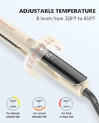 Hair Straightener 1 Inch Flat Iron and Curler 2 in 1 Titanium Ceramic Ionic Dual Voltage Straightener with Heat-Resistant Silicone, for Less Frizz, Shinier & Smoother