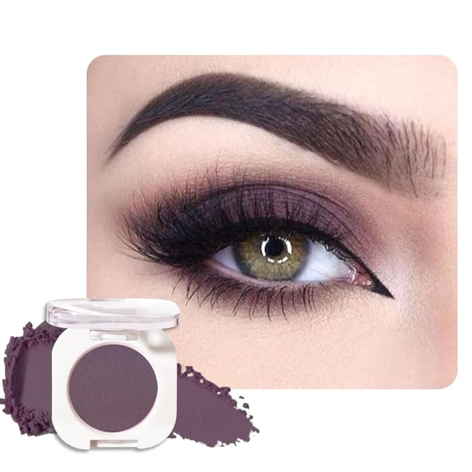 Eggplant Matte Single Eyeshadow, Lightweight Blendable Mini Eye Shadow for Older Women, Monochrome Eyeshadow Palette Makeup Pigmented Waterproof, Vegan & Cruelty-Free, 15