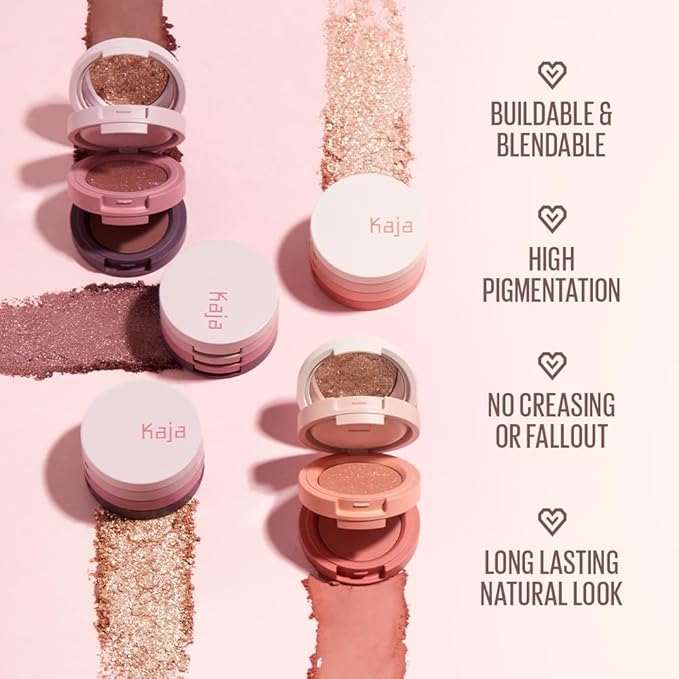 Kaja 3 Colors Eyeshadow - Beauty Bento 07 Glowing Guava | Mosaic Chrome, Shimmer, Matte finish, Cruelty free, K-Beauty Mini Palettes, Easy Finger Blendable, Glitter, High Pigmentation, 0.03 Oz