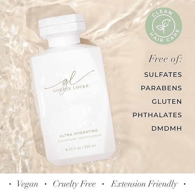 Goldie Locks Travel Size Ultra Hydrating Shampoo & Conditioner Set - Sulfate-Free, Paraben-Free - for Frizz Control, Shine & Strength - Color Safe & Extension Safe - Protein-Free - 2 x 3.4 fl oz