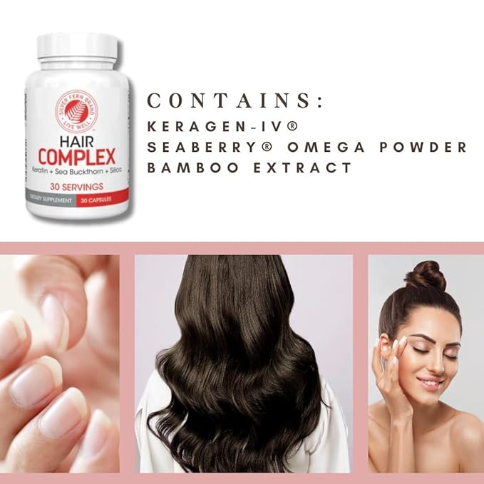 Silver Fern Hair Complex Hair Supplement for Promoting Healthy Hair - Each Bottle Contains 30 Days of Powder Supply - 2 Bottles