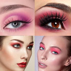 16 Colors Pink Matte Glitter Metallic Eye Shadow Palette, Korean Eyeshadow Palette Makeup, Pigmented Red Eyeshadow Kit for Halloween Parties, Joker Vampire Clown Makeup