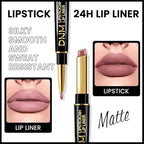 evpct 1Pcs Light Nude Beige Matte Lip Liner and Lipstick Combo Set Kit for Women, Magic Neutral Lipsticks 24 Hours Original Lipstick and Lips Liner Pencil Stain Makeup Long Lasting Waterproof, 23#