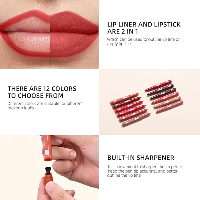 2-in-ip Crayon, lip liner, Lip Liner Pencil, Slim lip 1 L