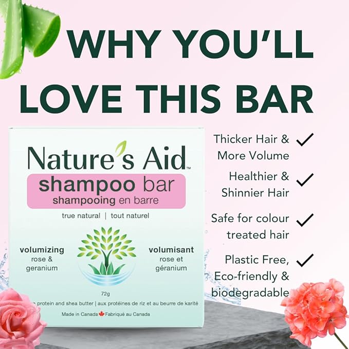 Natures Aid Volumizing Natural Rice Water Shampoo (Rose Geranium)