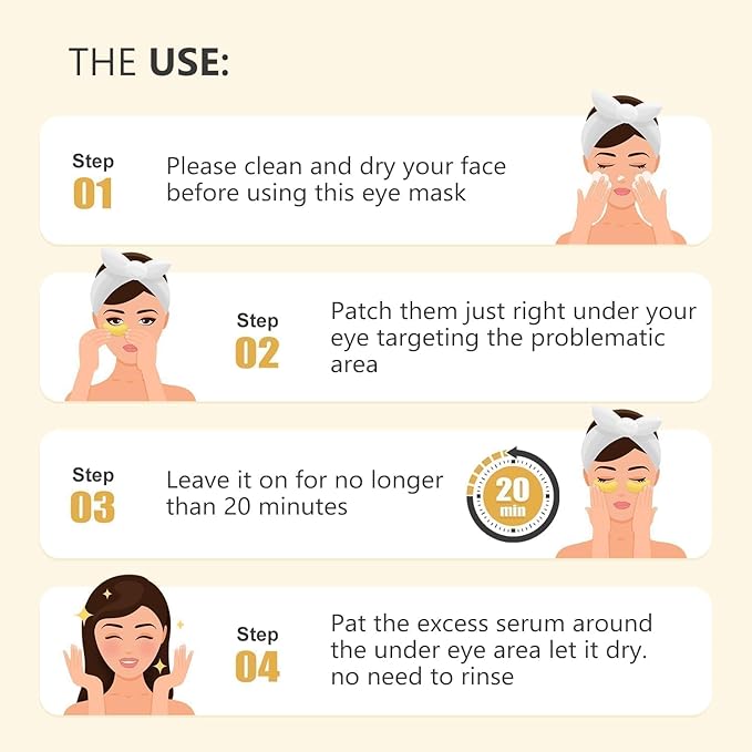 30 Pairs 24K Gold Under Eye Patches Face Masks Dark Circles Puffy Eye Bags Collagen Skincare Spa Trip Eye Mask Gift