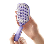 Travel Foldable Hair Brush,Self-cleaning Portable Pocket Hair Brush for Thin Thick Hair, Vented Speed Dry HairBrush for Men Women Kids Thick Thin Curly Straight Wet Dry Hair(Purple)