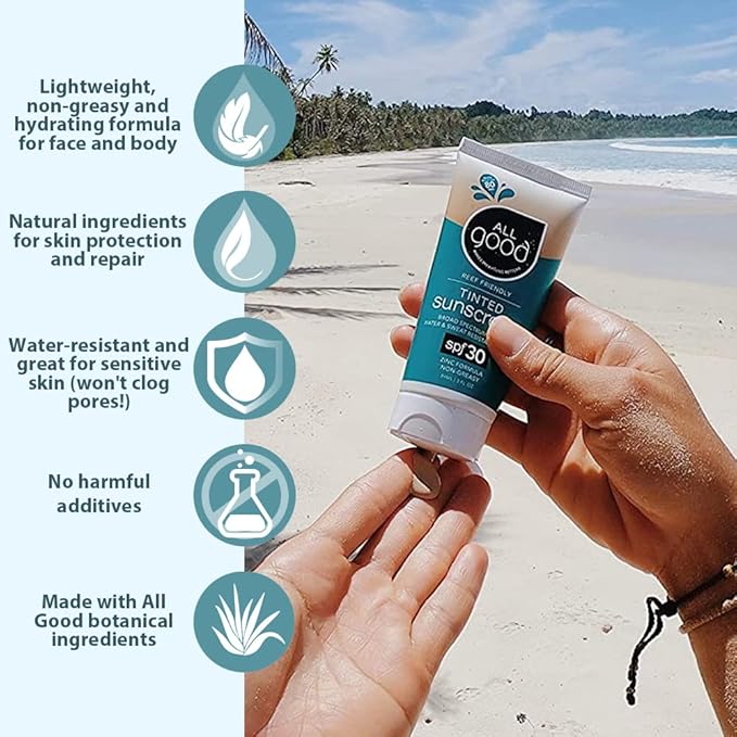 All Good Tinted Mineral Sunscreen Combo Pack - SPF 30 Lotion & SPF 50 Butter - Zinc Oxide - Coral Reef Safe - Water Resistant - UVA/UVB Broad Spectrum (Combo)