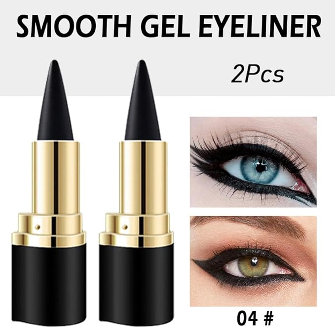 Kaely 2Pcs Gel Eyeliner Pencil, Natural Black Eyeliner Cream, Liquid Eye Liner Pencils for Older Women Waterproof, Smoky Eyeshadow Palette Goth Halloween Makeup Kit, delineador de ojos contra el agua