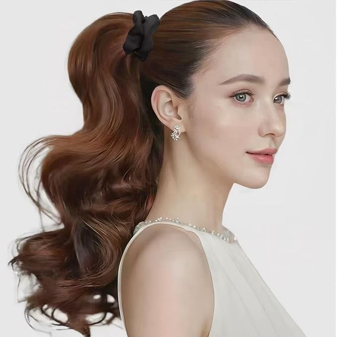 8 Pcs Black Small Satin Scrunchies for Women, No Damage No Crease Hair Ties Scrunchies for All Hair Types and Textures, Thin Hair Elastic Bands Ponytail Holders for Girls Hair Accessories