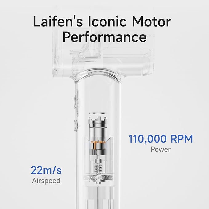 Laifen Premium High-Speed Hair Dryer Royal Blue Gift Box, Professional Ionic Portable Blow Dryer with 110,000 RPM, Lightweight, Low Noise, 360° Magnetic Styling Attachment, Wall Mount, Gift Bag