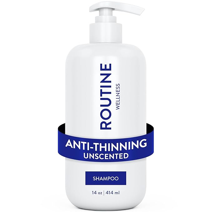 Routine Wellness Anti-Thinning Shampoo for Thinning Hair - Biotin DHT Blocker Women & Men - Color Safe Shampoo for Hair Loss & Healthy Hair - Unscented -14oz