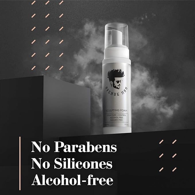 Avenue Man Unscented Sculpting Foam - Frizz Control & Firm Hold Hair Mousse for Men - Styling Hair Products - Mens Mousse for Hair Styling with No Crunch, Clean Texture & Long-Lasting Lift - 7 oz