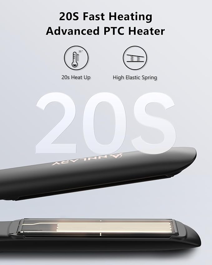 Hair Straightener 1 Inch Flat Iron and Curler 2 in 1 Titanium Ceramic Ionic Dual Voltage Straightener with Heat-Resistant Silicone, for Less Frizz, Shinier & Smoother