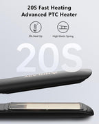 Hair Straightener 1 Inch Flat Iron and Curler 2 in 1 Titanium Ceramic Ionic Dual Voltage Straightener with Heat-Resistant Silicone, for Less Frizz, Shinier & Smoother