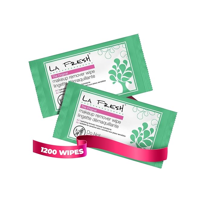 La Fresh Travel Lite Makeup Remover Cleansing Face Wipes – Facial Towelettes with Vitamin E for Waterproof Makeup – Individually Sealed Wrappers (Large 8 in x 7 in Cloth Size) - 1200 Count