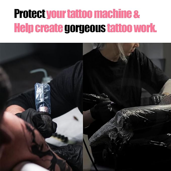 200 Pink Tattoo Pen Covers 4 Grip Tapes Large Tattoo Machine Covers Tape Wrap Supplies