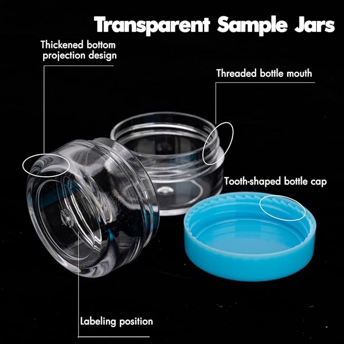 3 Gram Sample Containers With Lids, 25 Count Tiny Jars, Empty Lip Balm, Mini Cosmetic Makeup Travel Containers With Labels, Mini Disposable Spatulas