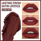 Purple Red Matte Cream Lipstick,Velvet Waterproof Long Lasting Smudge Proof for Women Lip Stick,Magic Lipstick 24 Hours Original Lip Liner Makeup,labiales mate 24 horas originales,Vegan,1 Count