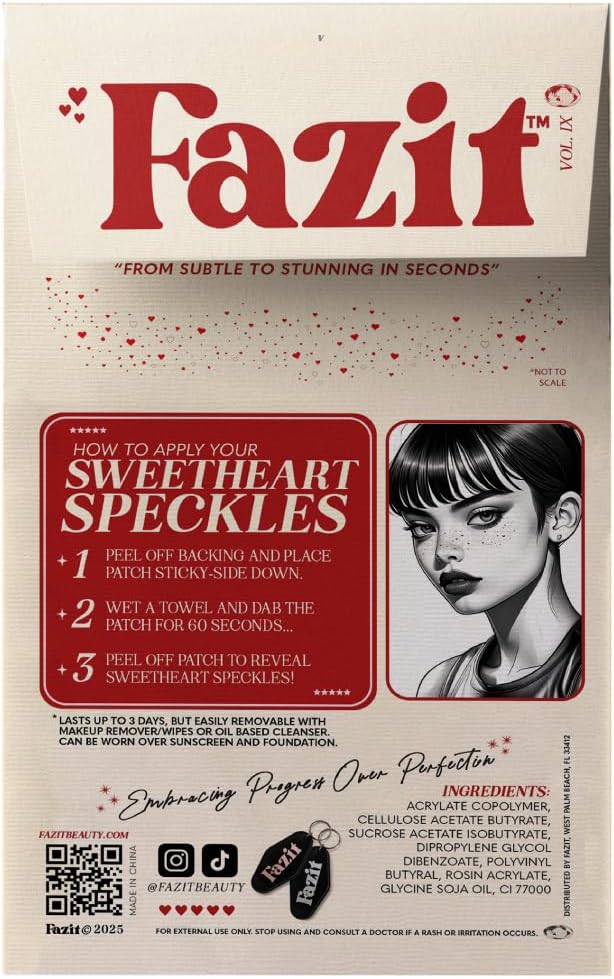 Fazit Makeup Patches - Sweetheart Speckles - Glow Up Make-Up Patches - Cute Glitter Makeup Accessories for Women - Cosmetic Glitter for Face