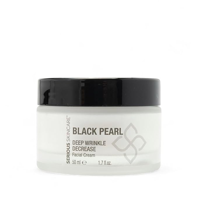 Black Pearl Deep Wrinkle Decrease Face and Neck Skin Moisturizing Duo - Facial Cream 1.7 oz and Treatment Serum for Face 1 oz - Hydrate, Brightening, Long Term Repair