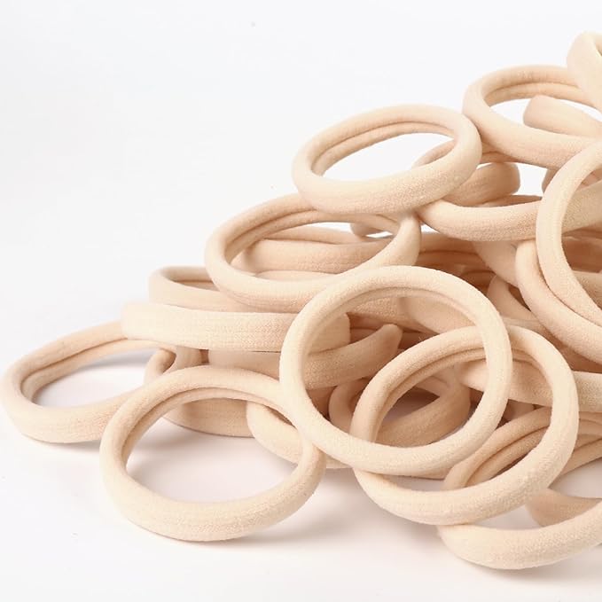 50PCS Large Blonde Hair Ties, Seamless Hair Bands, Soft Elastic Hair Ponytail Holders, No Damage, 2 Inch in Diameter