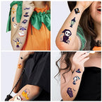 360PCS Halloween Temporary Tattoos for Kids, Halloween Face Fake Tattoo Body Stickers Decorations, Face Makeup Assorted Prizes Goody Bag Stuffers Party Favors Supplies Decor Pumpkin Witch Skull Adult