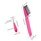 Boao 2 Pieces Hair Brush Cleaning Tool Comb Set Mini Hair Brush Dirt Remover with Metal Wire Rake for Removing Hair Dust Home and Salon Use(Pink and Pink)