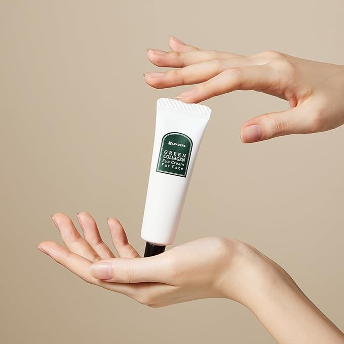 LEADERS Green Collagen Eye Cream for Face – Vegan Anti-Aging Eye Treatment, Reduces Fine Lines & Dark Circles Without Irritation, Improves Skin Elasticity & Hydration, Softens Wrinkles, 30ml