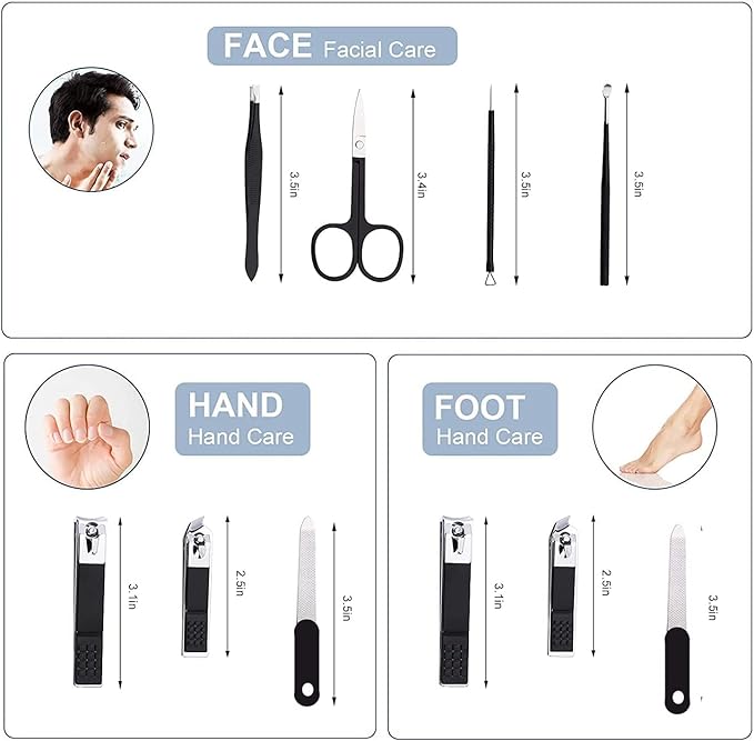 Nail Clippers Set Professional Manicure Set Grooming Kits Stainless Steel Travel Manicure Pedicure Kit Nail Care Tools Nail Kit with Travel Case Personal Care Tools Gifts for Men Women