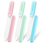 Makartt Nail Files: Glass Nail Files for Natural Nails, Double-Sided Reusable Sandblasted Fingernail Buffers with Case for Shape & Smooth Finish, Portable Manicure Gift Set, 3pcs Pink Green Blue