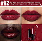 evpct Wine Red Shiny Longwear No-Budge Liquid Lip Color Lipstick Makeup, Highly Pigmented Color Instant Shine, Waterproof Long Lasting Lipstick for Women, Lip Stain Gloss with Lip Liner Brush, 02#